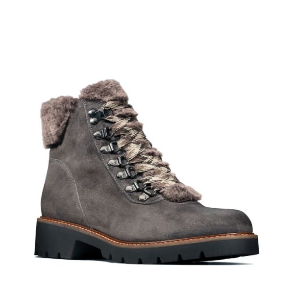 Clarks Womens Velma Hiker Ankle Boots Dark Grey | UK-4193657